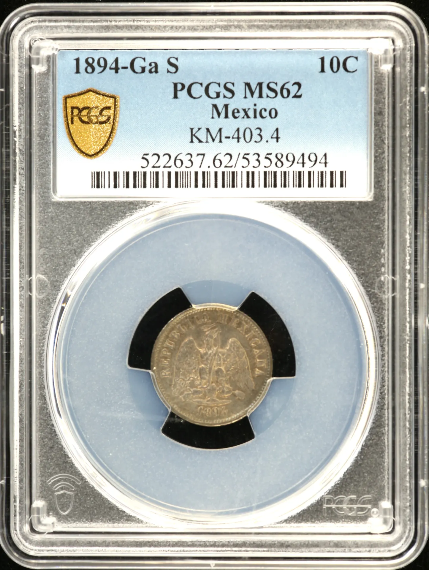 Mexican Coins Republic Silver & Minors Republic Silver & Minors 10 Centavos 1894 Ga S PCGS MS62 KM-403.4 0148608 Republic Silver & Minors 10 Centavos 1894 Ga S PCGS MS62 KM-403.4 0148608