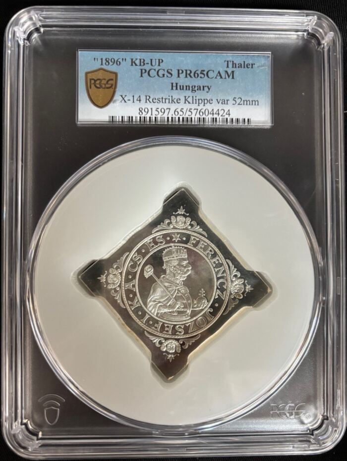 Hungary Thaler Klippe 1896 KB-UP PCGS PR65CAM 0147590Hungary Thaler Klippe 1896 KB-UP PCGS PR65CAM 0147590