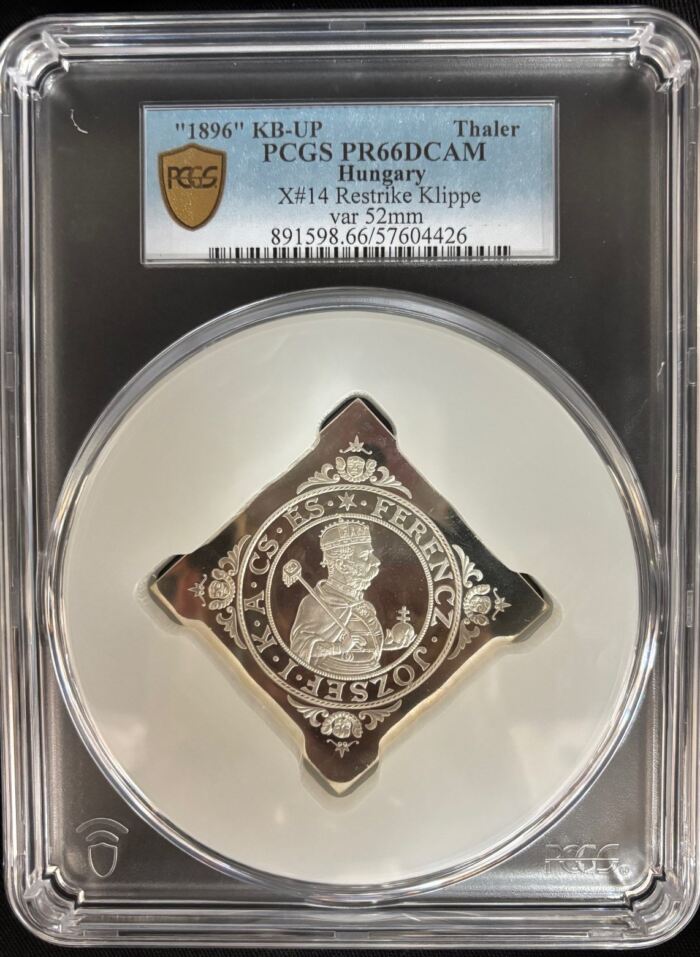 Hungary Thaler Klippe 1896 KB-UP PCGS PR66DCAM 0147592Hungary Thaler Klippe 1896 KB-UP PCGS PR66DCAM 0147592