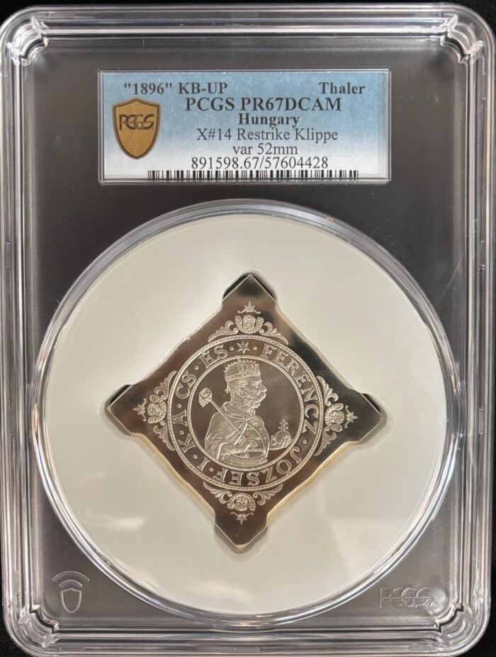 Hungary Thaler Klippe 1896 KB-UP PCGS PR67DCAM 0147595Hungary Thaler Klippe 1896 KB-UP PCGS PR67DCAM 0147595