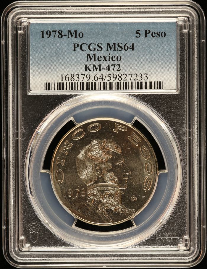 Modern Silver & Minors 5 Peso 1978 Mo KM-472 PCGS MS64 0149386Modern Silver & Minors 5 Peso 1978 Mo KM-472 PCGS MS64 0149386