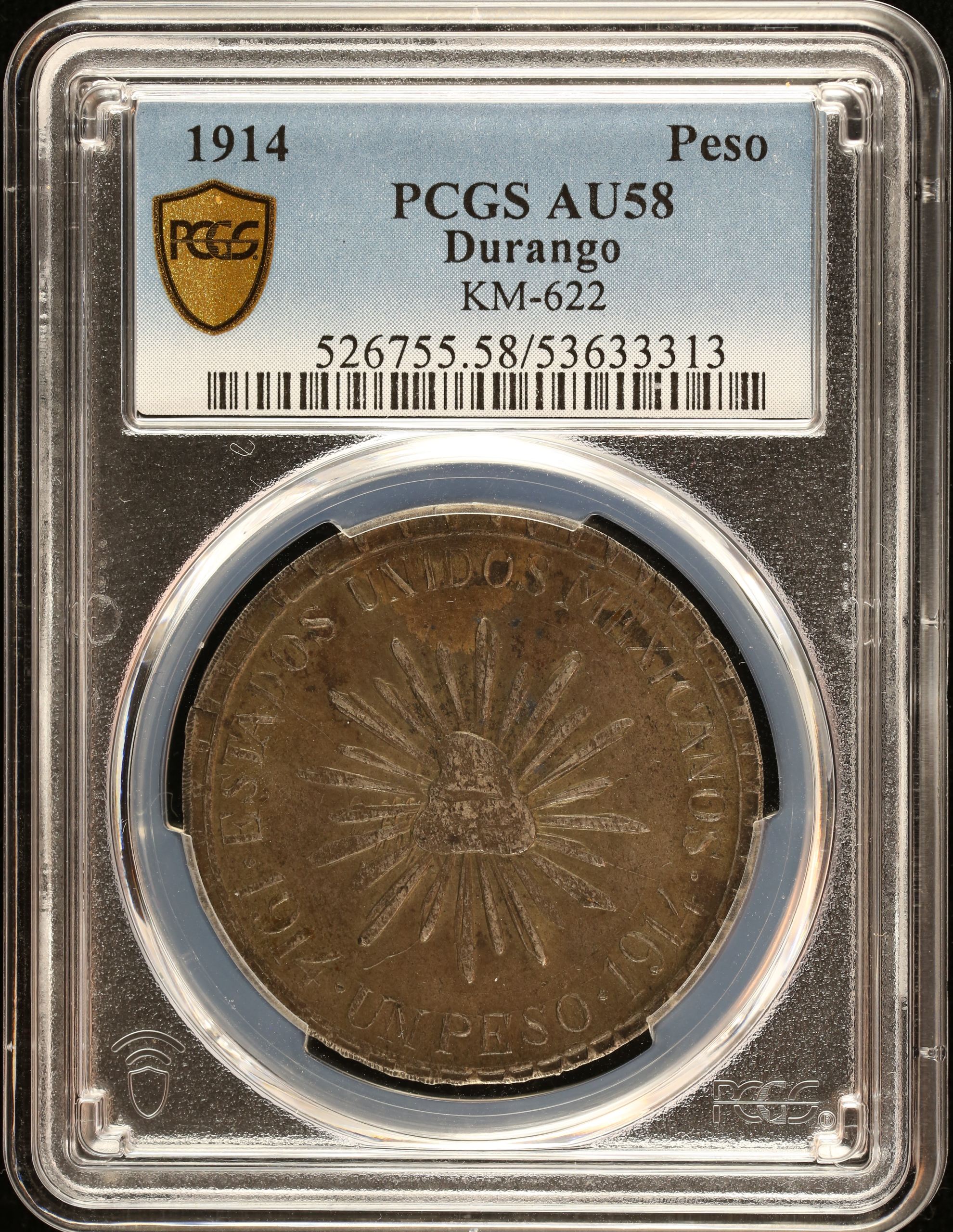 Durango Peso 1914 Do PCGS AU58 KM-622 0149306