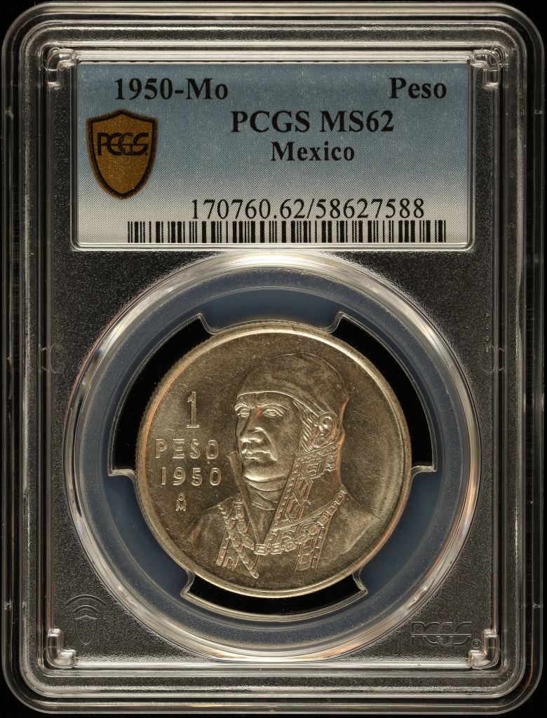 Modern Silver & Minors Peso 1950 Mo PCGS MS62 0147600