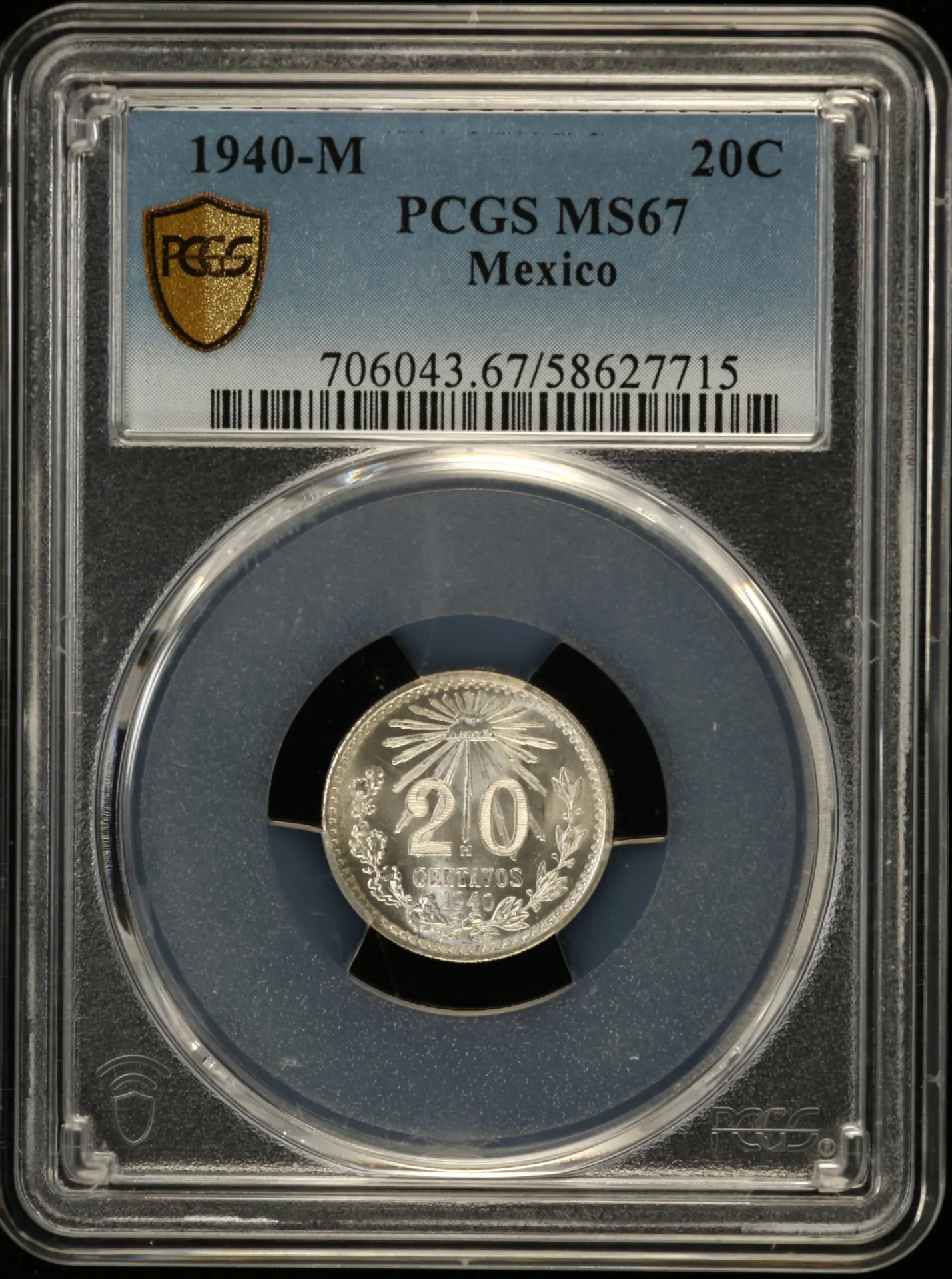 Modern Silver & Minors 20 Centavo 1940 M PCGS MS67 0147282