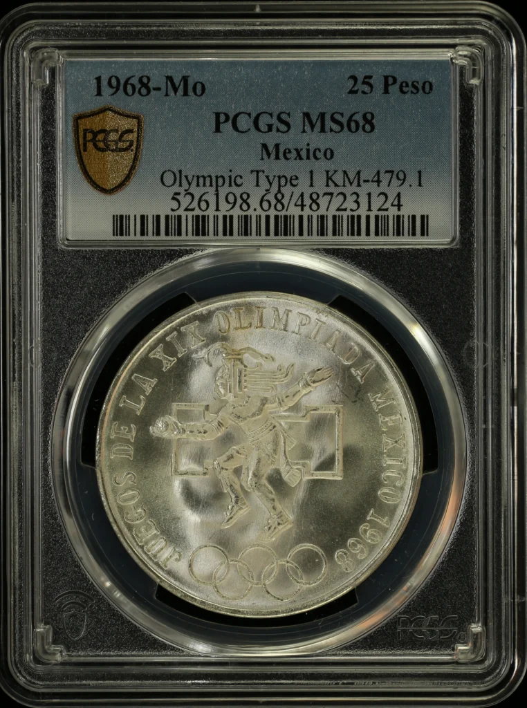 Modern Silver & Minors 25 Peso 1968 Mo KM-479.1 PCGS MS68 0148437
