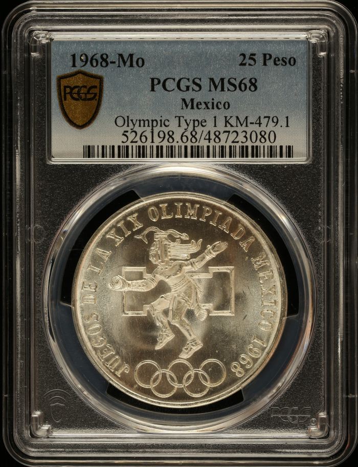 Modern Silver & Minors 25 Peso 1968 Mo KM-479.1 PCGS MS68 0148443Modern Silver & Minors 25 Peso 1968 Mo KM-479.1 PCGS MS68 0148443