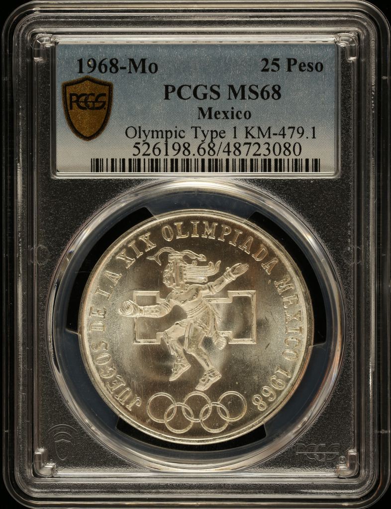 Modern Silver & Minors 25 Peso 1968 Mo KM-479.1 PCGS MS68 0148443