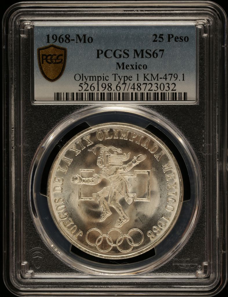 Modern Silver & Minors 25 Peso 1968 Mo KM-479.1 PCGS MS67 0148545