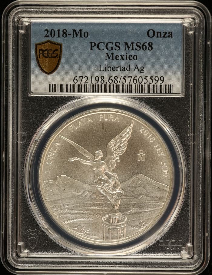 Modern Silver & Minors Onza 2018 Mo PCGS MS68 0147589Modern Silver & Minors Onza 2018 Mo PCGS MS68 0147589
