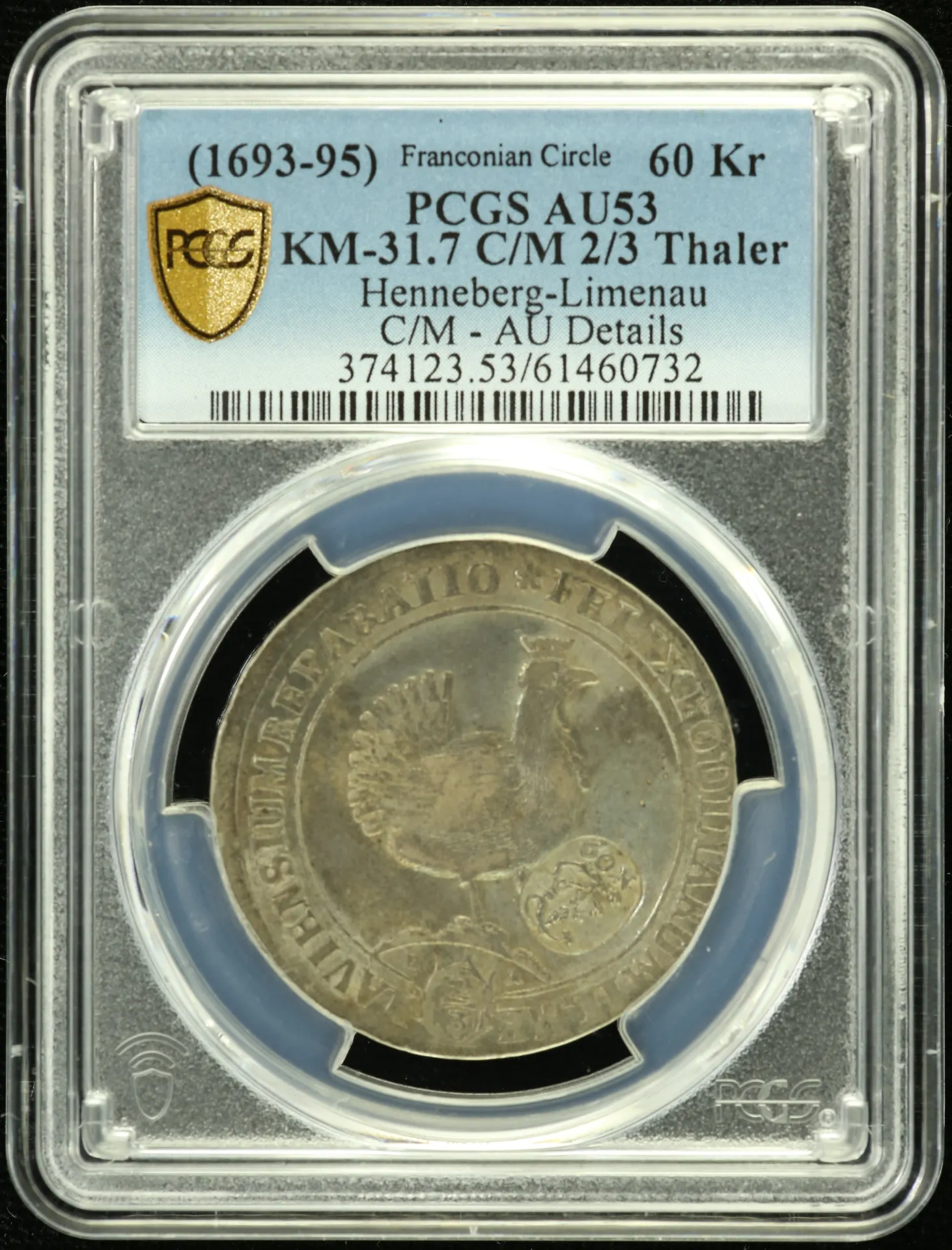 Germany 60 Kroner (1693-95) Henneberg-Limenau PCGS AU53 KM-31.7 0148618