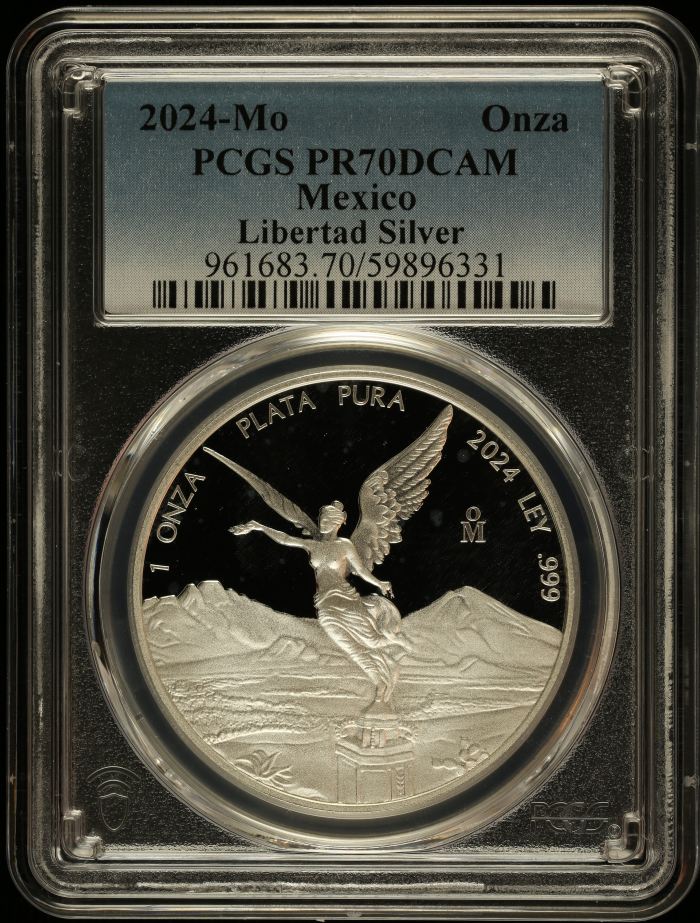 Modern Silver & Minors Onza 2024 Mo PCGS PR70DCAM 0147838Modern Silver & Minors Onza 2024 Mo PCGS PR70DCAM 0147838