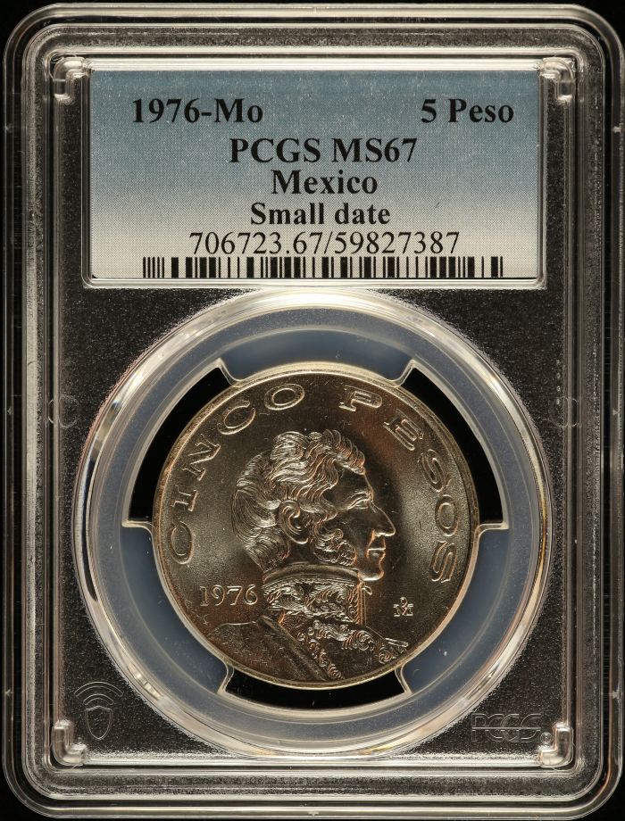 Modern Silver & Minors 5 Peso 1976 Mo PCGS MS67 0149458Modern Silver & Minors 5 Peso 1976 Mo PCGS MS67 0149458