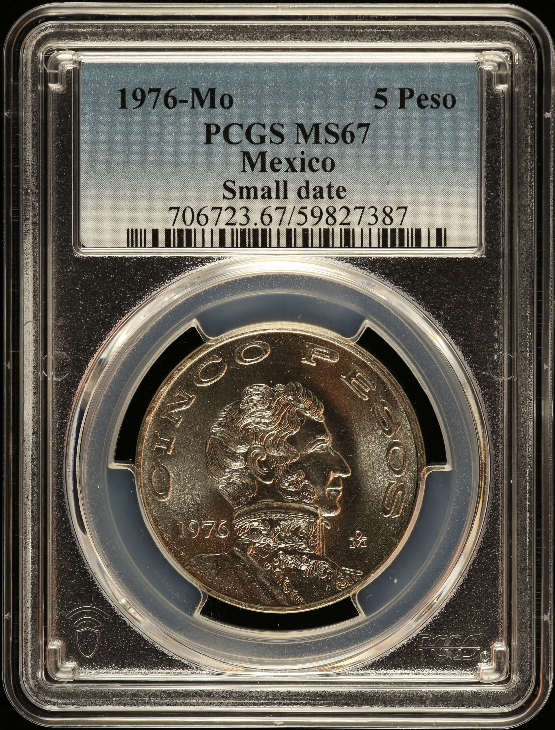 Modern Silver & Minors 5 Peso 1976 Mo PCGS MS67 0149458