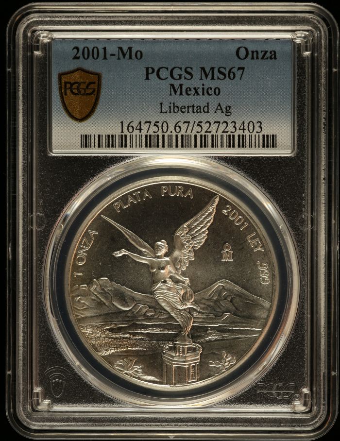 Modern Silver & Minors Onza 2001 Mo PCGS MS67 0149598Modern Silver & Minors Onza 2001 Mo PCGS MS67 0149598