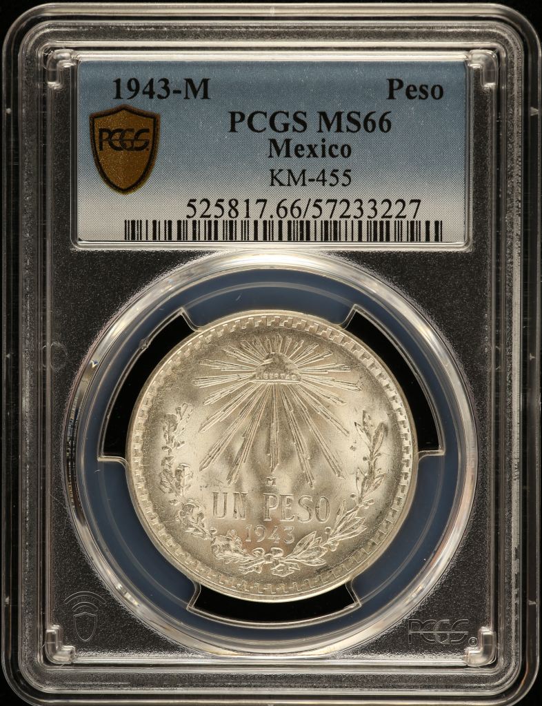 Modern Silver & Minors Peso 1943 M PCGS MS66 KM-455 0149344