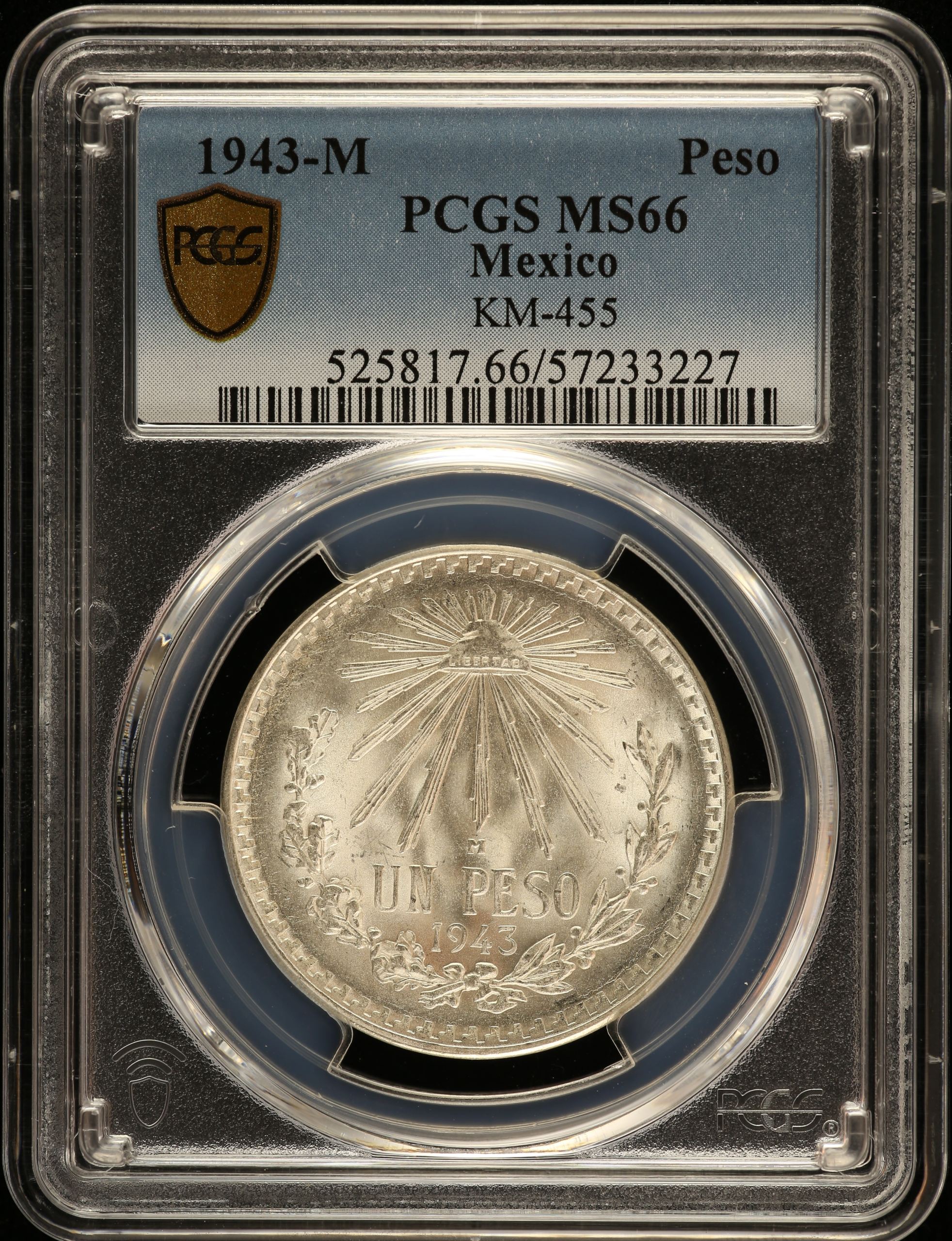 Modern Silver & Minors Peso 1943 M PCGS MS66 KM-455 0149344