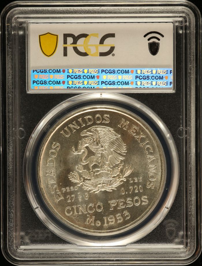 Modern Silver & Minors 5 Peso 1953 Mo PCGS MS66 KM-468 0149304Modern Silver & Minors 5 Peso 1953 Mo PCGS MS66 KM-468 0149304 - Image 2