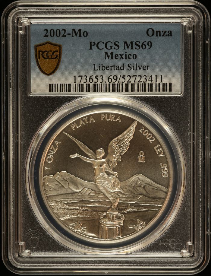 Modern Silver & Minors Onza 2002 Mo PCGS MS69 0149623Modern Silver & Minors Onza 2002 Mo PCGS MS69 0149623