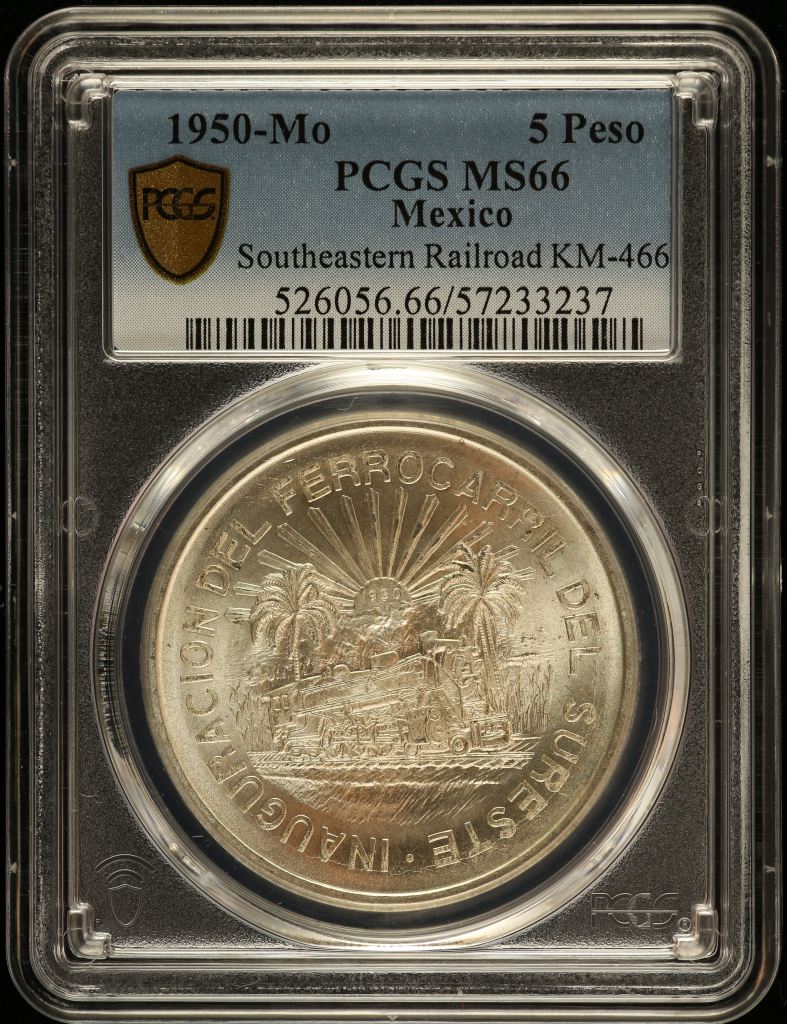 Modern Silver & Minors 5 Peso 1950 Mo PCGS MS66 KM-466 0149325