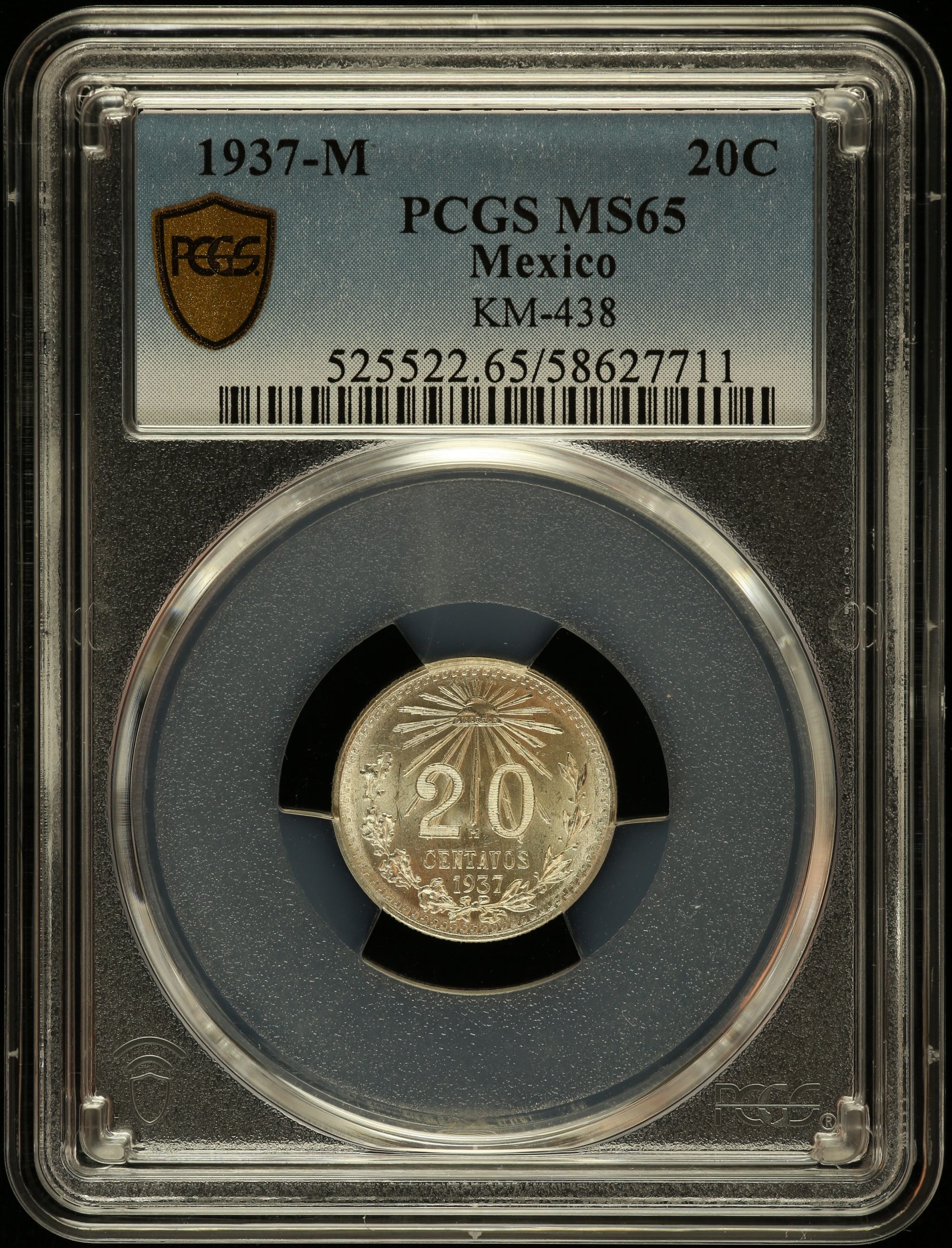 Modern Silver & Minors 20 Centavo 1937 M KM-438 PCGS MS65 0147276