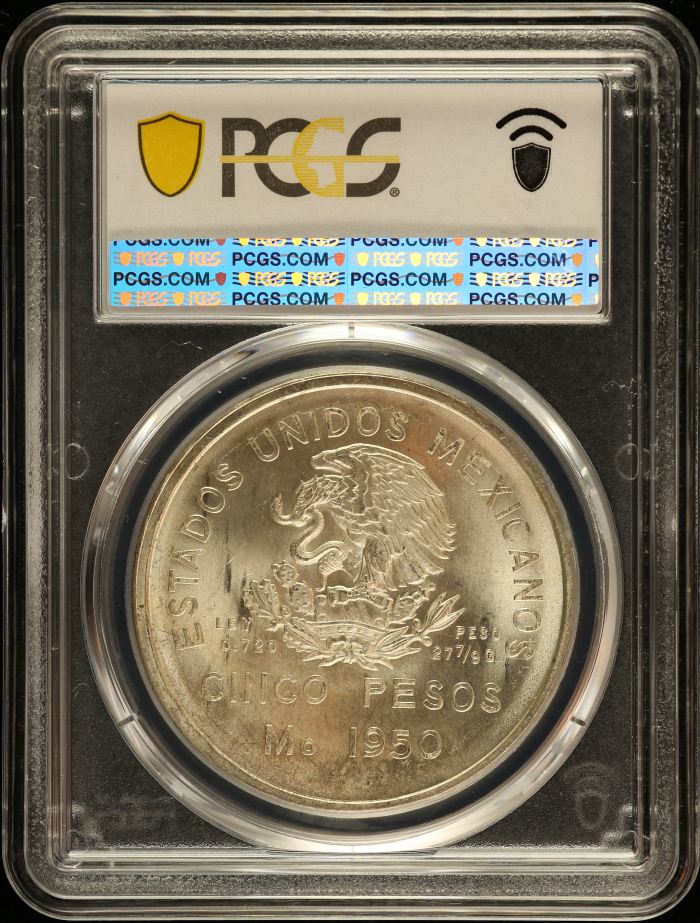 Modern Silver & Minors 5 Peso 1950 Mo PCGS MS66 KM-466 0149325Modern Silver & Minors 5 Peso 1950 Mo PCGS MS66 KM-466 0149325 - Image 2