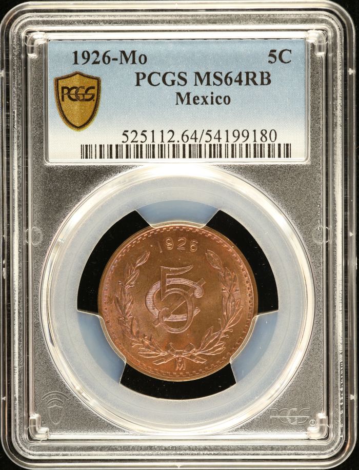Modern Silver & Minors 5 Centavo 1926 Mo PCGS MS64RB 0149307Modern Silver & Minors 5 Centavo 1926 Mo PCGS MS64RB 0149307