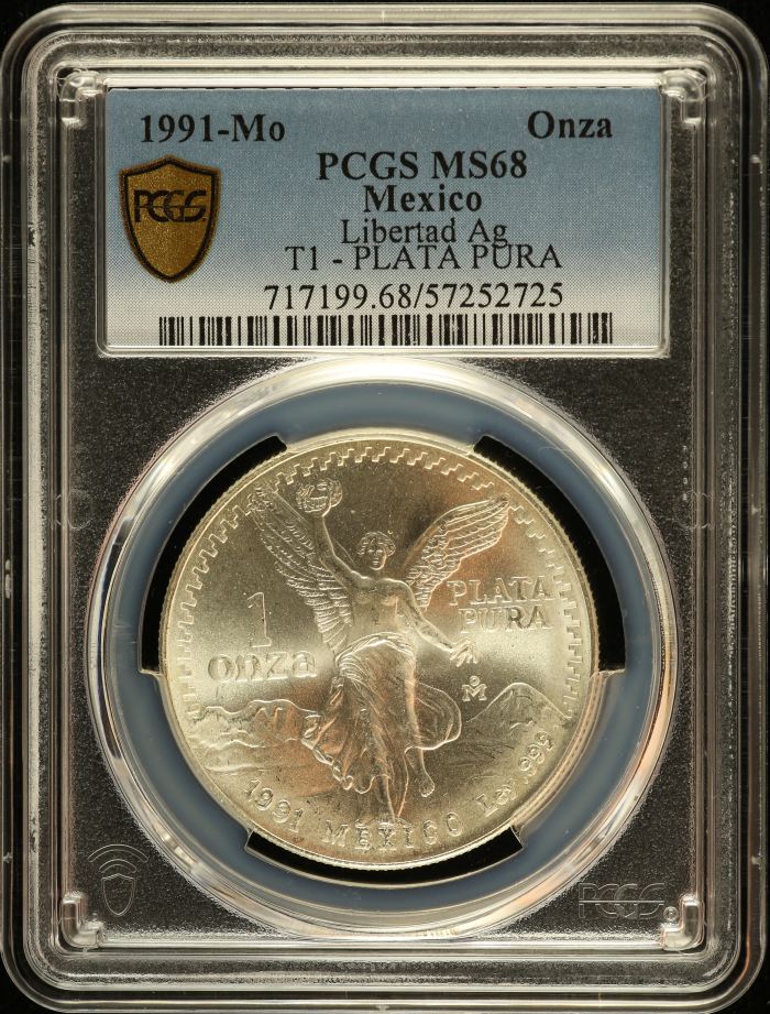 Modern Silver & Minors Onza 1991 Mo PCGS MS68 0149331Modern Silver & Minors Onza 1991 Mo PCGS MS68 0149331