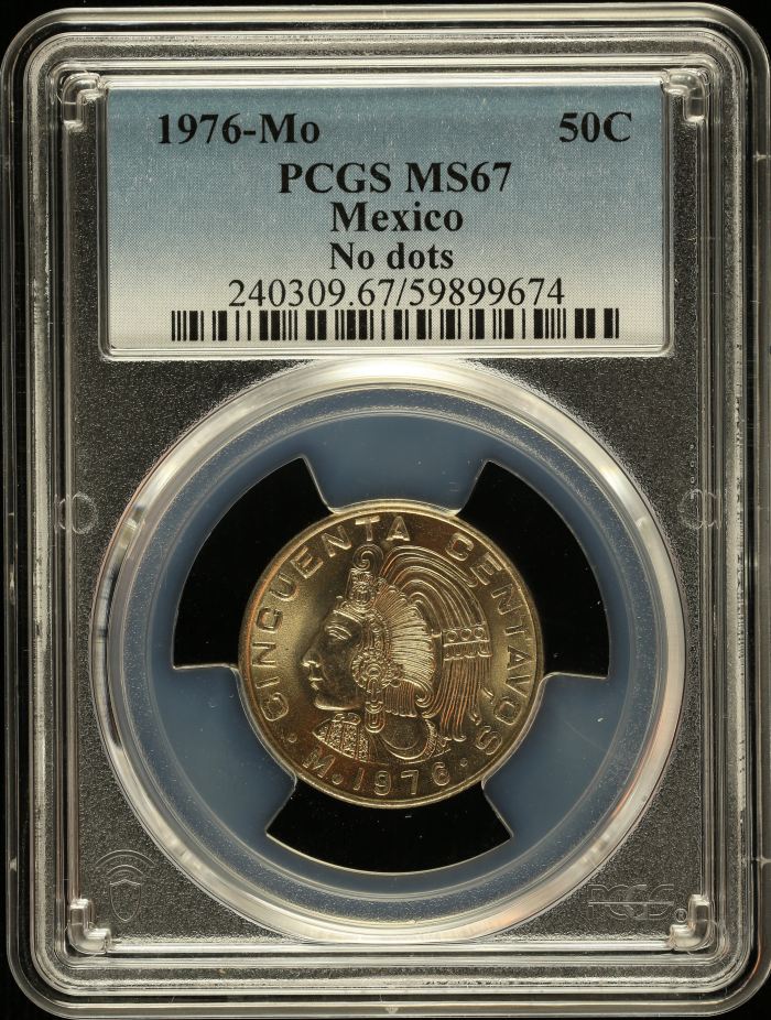 Modern Silver & Minors 50 Centavos 1976 Mo PCGS MS67 0148249Modern Silver & Minors 50 Centavos 1976 Mo PCGS MS67 0148249