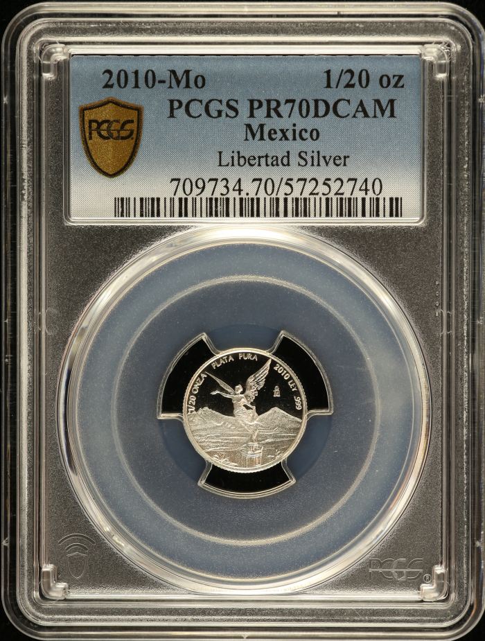 Modern Silver & Minors 1/20 Onza 2010 Mo PCGS PR70DCAM 0149352Modern Silver & Minors 1/20 Onza 2010 Mo PCGS PR70DCAM 0149352