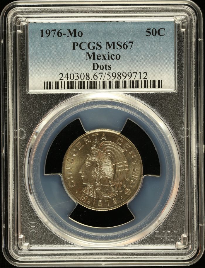Modern Silver & Minors 50 Centavos 1976 Mo PCGS MS67 0148254Modern Silver & Minors 50 Centavos 1976 Mo PCGS MS67 0148254