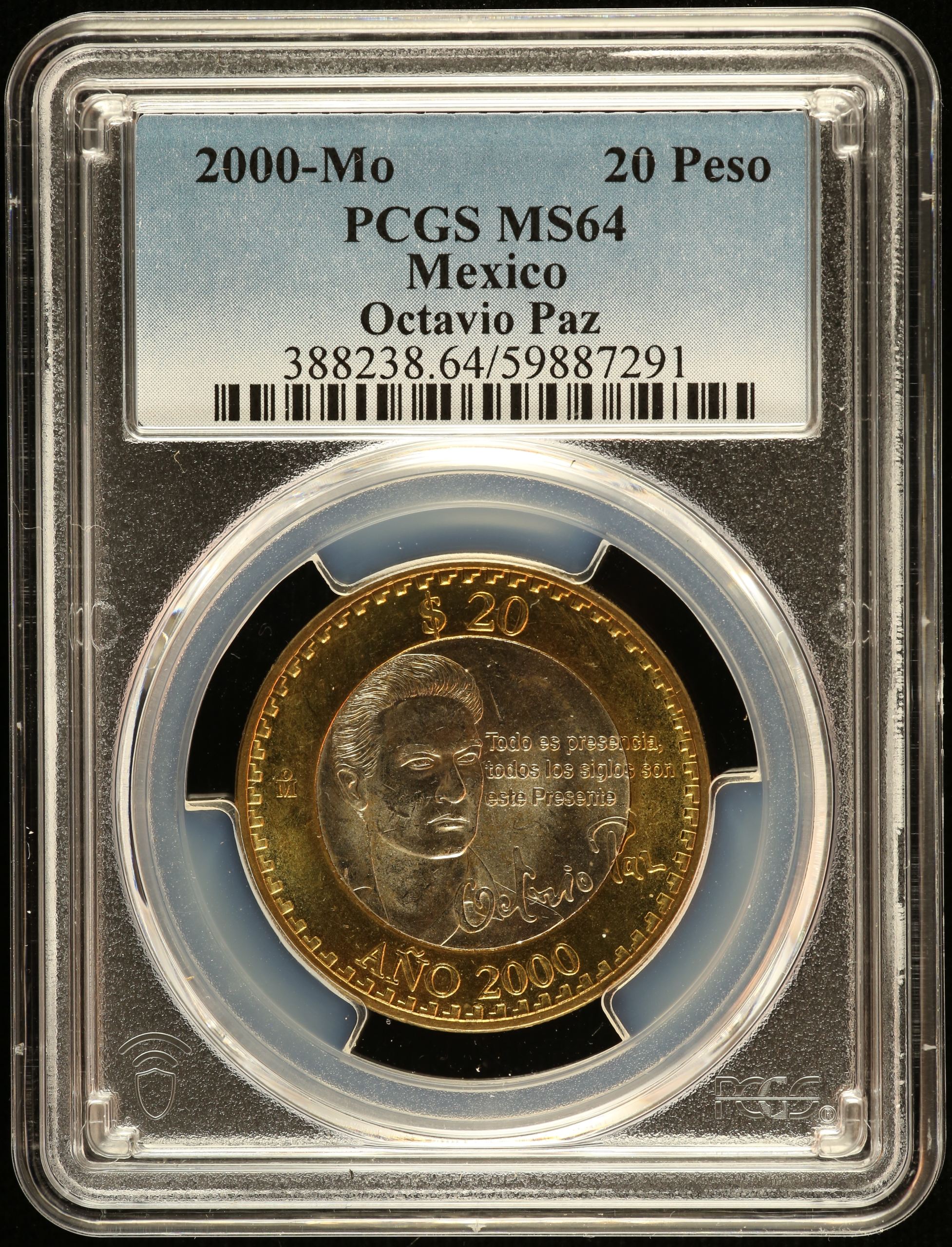 Modern Silver & Minors 20 Peso 2000 Mo PCGS MS64 0149010