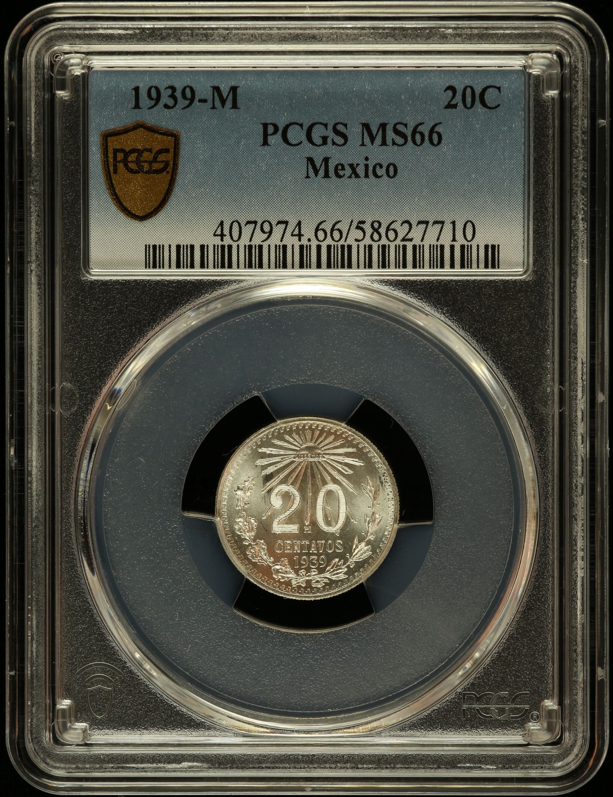 Modern Silver & Minors 20 Centavo 1939 M PCGS MS66 0147280