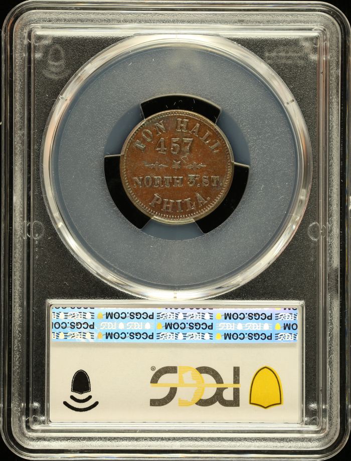 United States Ton Hall Copper Token (PA) F-750A-1a PCGS MS61BN 0148551United States Ton Hall Copper Token (PA) F-750A-1a PCGS MS61BN 0148551 - Image 2