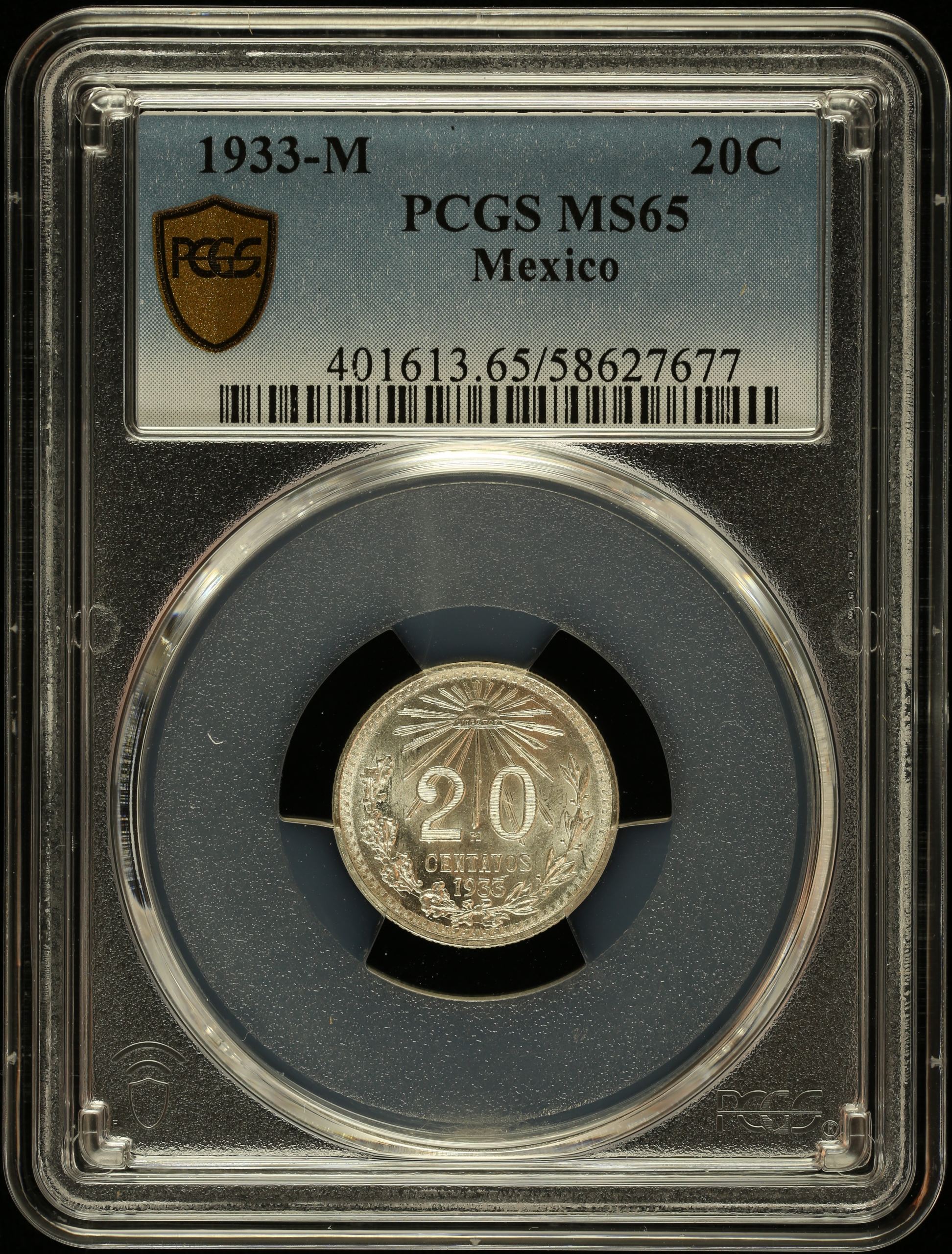 Modern Silver & Minors 20 Centavo 1933 M PCGS MS65 0147612