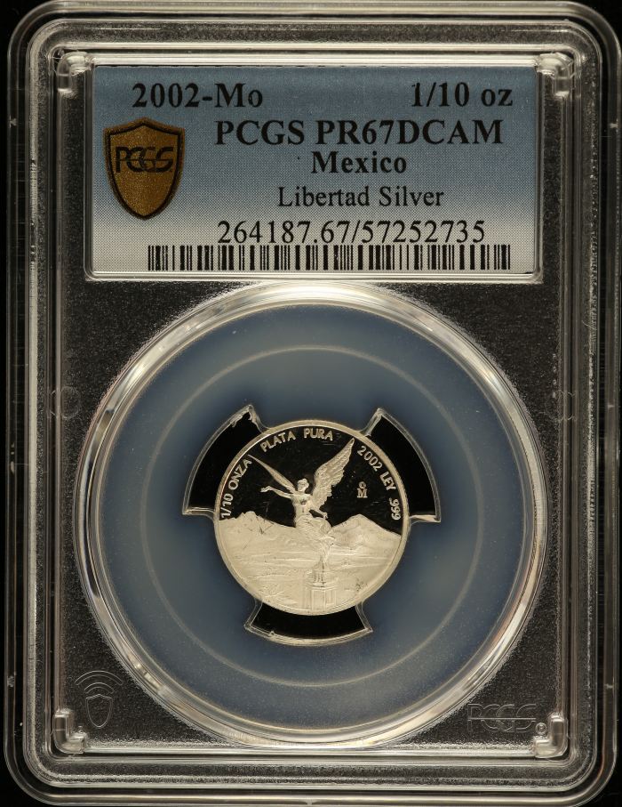 Modern Silver & Minors 1/10 Onza 2002 Mo PCGS PR67DCAM 0149353Modern Silver & Minors 1/10 Onza 2002 Mo PCGS PR67DCAM 0149353