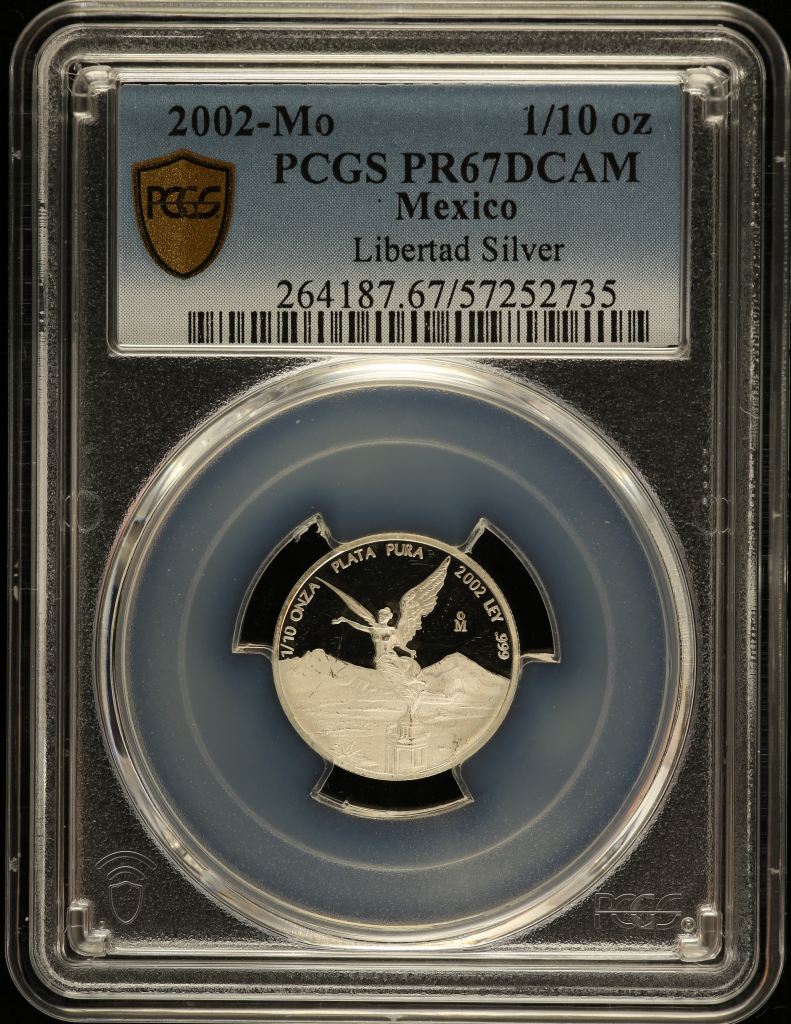 Modern Silver & Minors 1/10 Onza 2002 Mo PCGS PR67DCAM 0149353