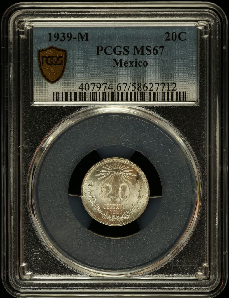 Modern Silver & Minors 20 Centavo 1939 M PCGS MS67 0147281