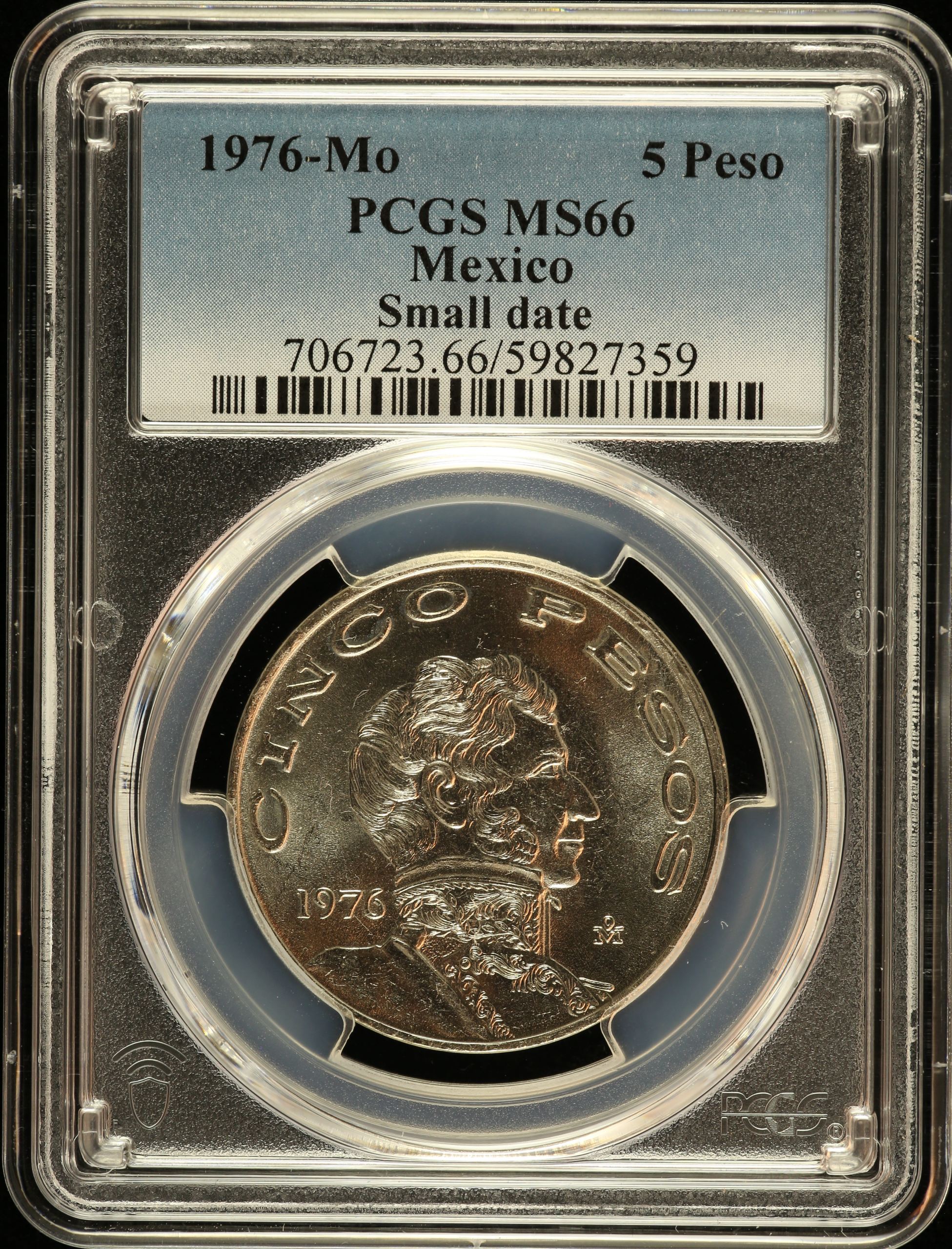 Modern Silver & Minors 5 Peso 1976 Mo PCGS MS66 0149548