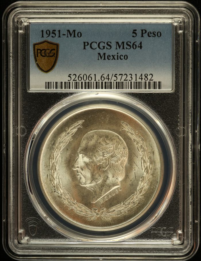 Modern Silver & Minors 5 Peso 1951 Mo PCGS MS64 0149302Modern Silver & Minors 5 Peso 1951 Mo PCGS MS64 0149302