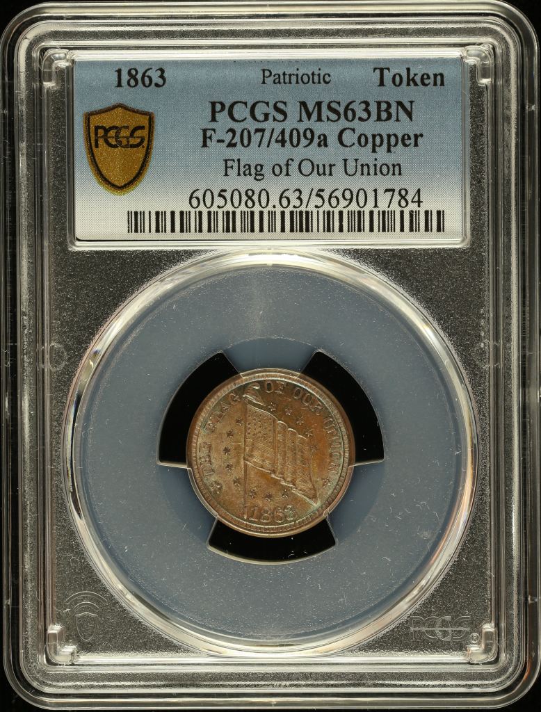 United States Flag of Our Union Copper Token 1863 F-207/409a PCGS MS63BN 0148553