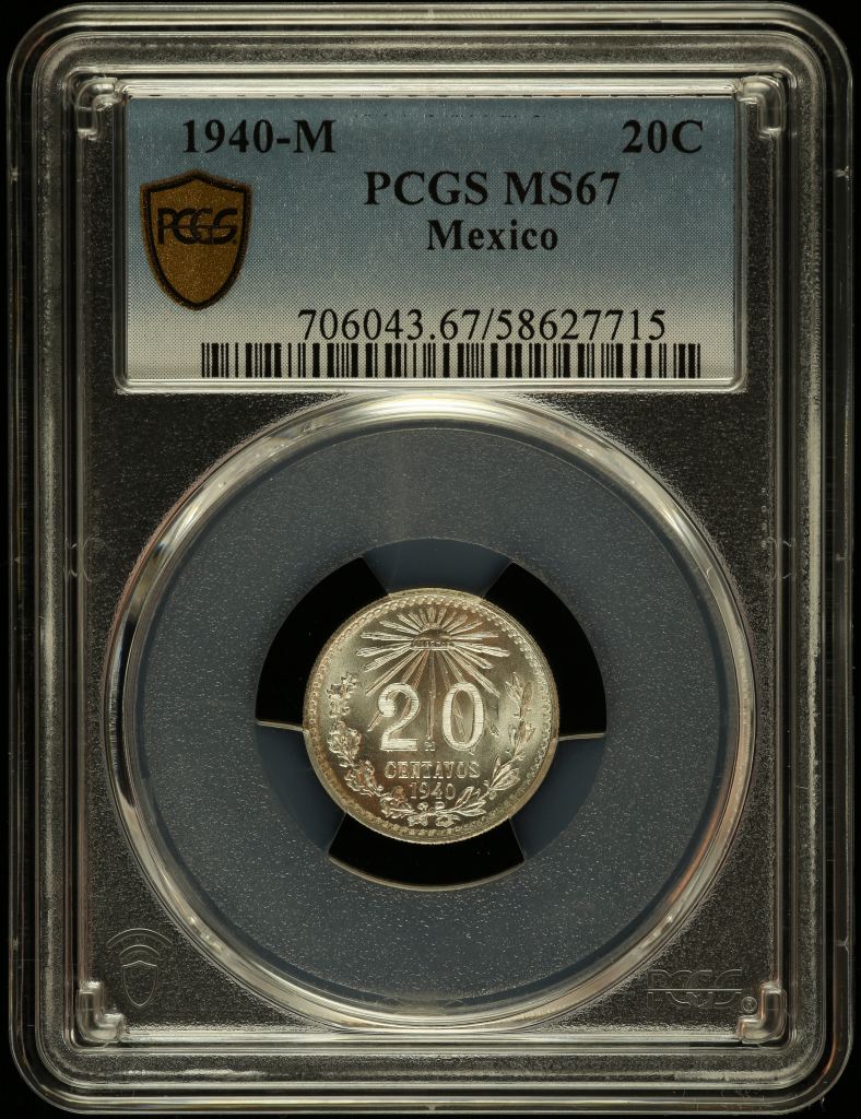 Modern Silver & Minors 20 Centavo 1940 M PCGS MS67 0147282