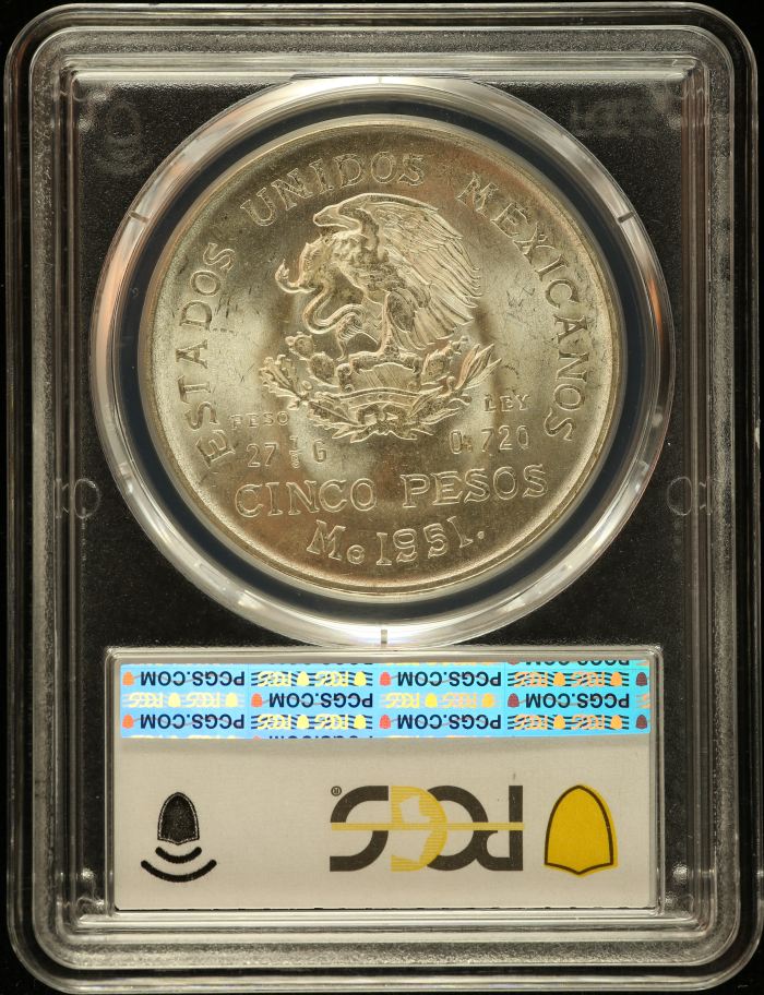Modern Silver & Minors 5 Peso 1951 Mo PCGS MS64 0149302Modern Silver & Minors 5 Peso 1951 Mo PCGS MS64 0149302 - Image 2