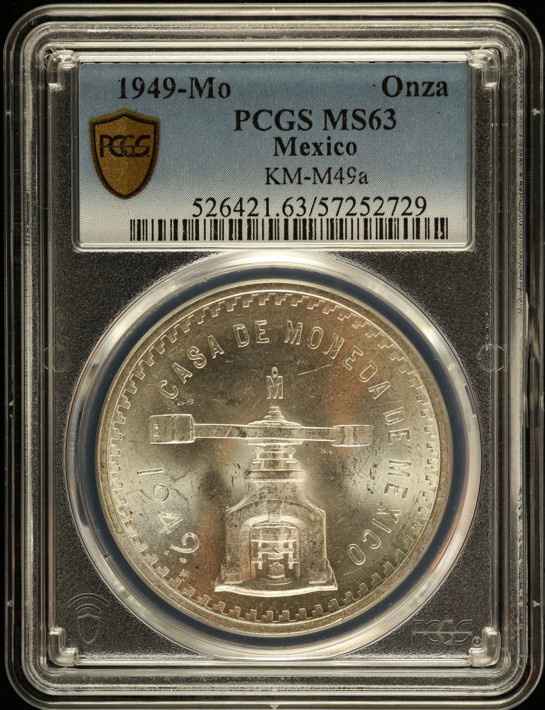 Modern Silver & Minors Onza 1949 Mo PCGS MS63 KM-M49a 0149324