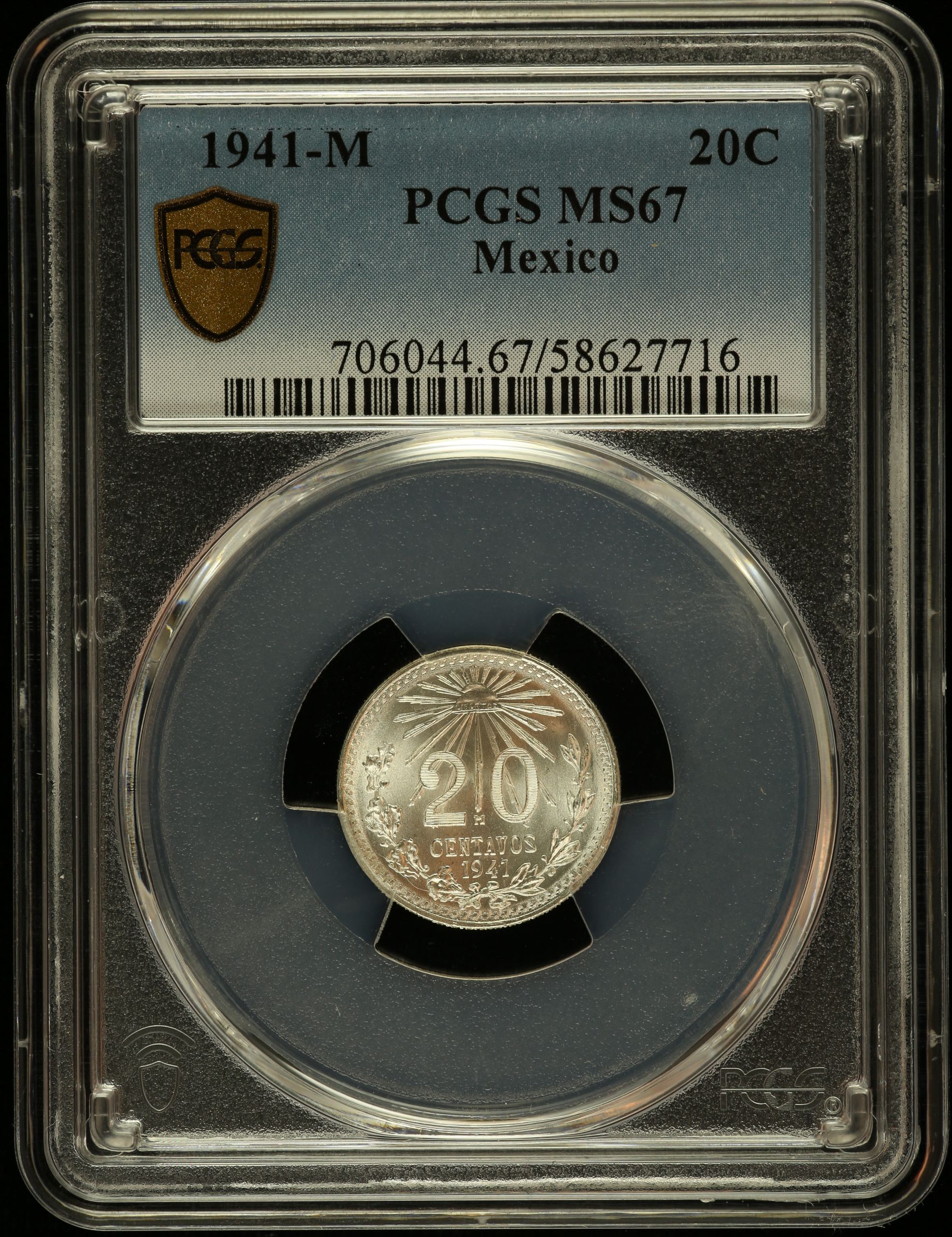 Modern Silver & Minors 20 Centavo 1941 M PCGS MS67 0147284