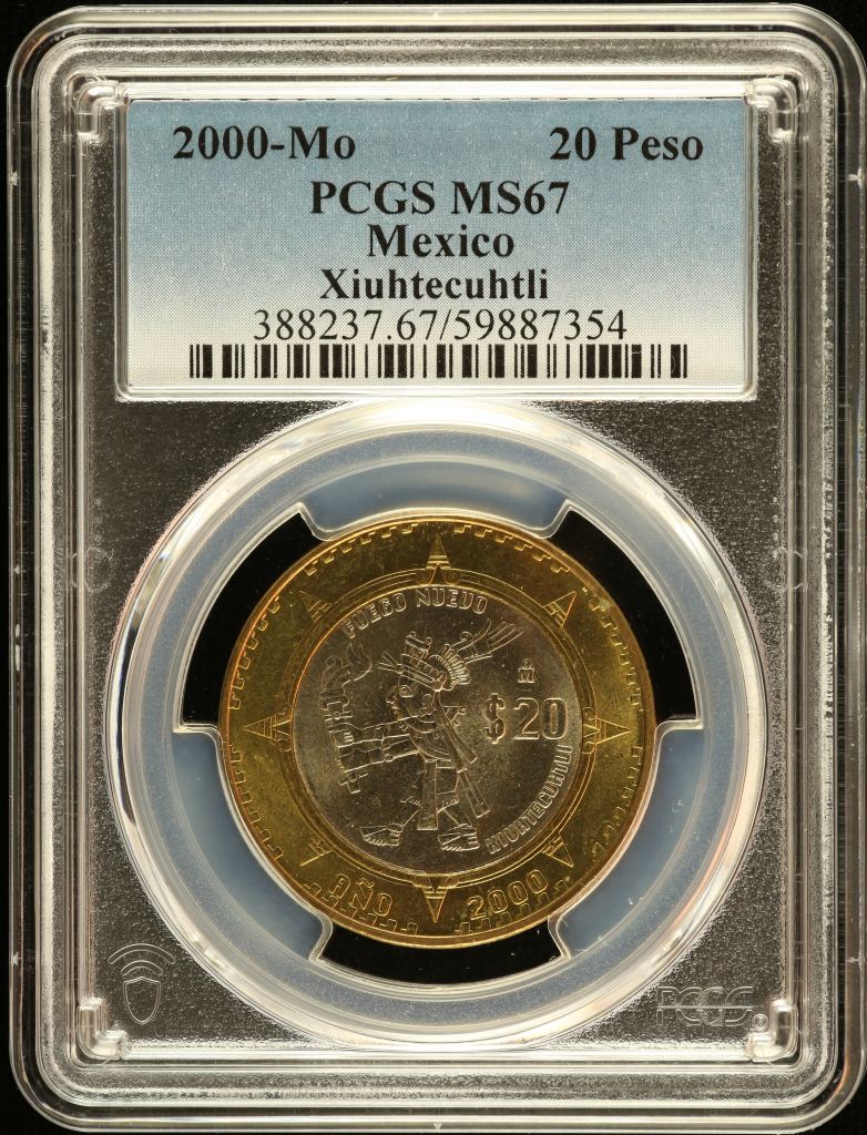 Modern Silver & Minors 20 Peso 2000 Mo PCGS MS67 0149044