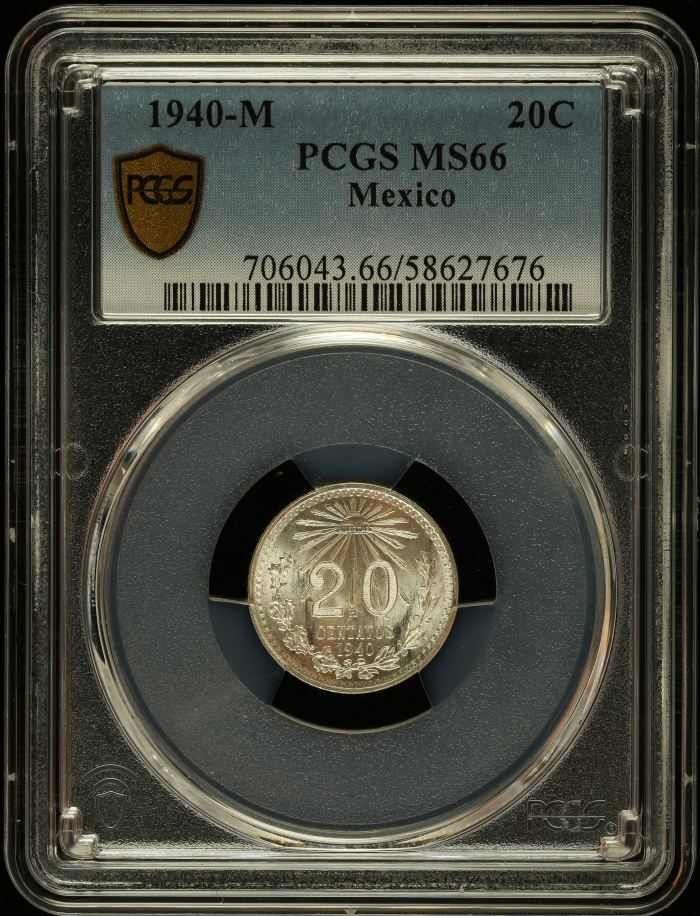 Modern Silver & Minors 20 Centavo 1940 M PCGS MS66 0147615Modern Silver & Minors 20 Centavo 1940 M PCGS MS66 0147615