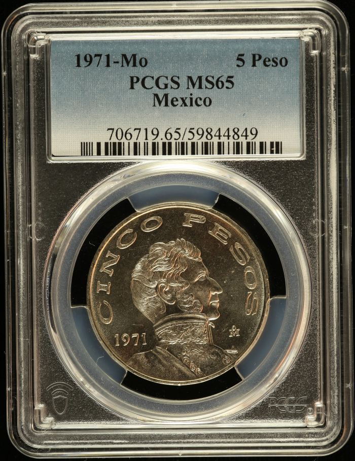 Modern Silver & Minors 5 Peso 1971 Mo PCGS MS65 0149101Modern Silver & Minors 5 Peso 1971 Mo PCGS MS65 0149101