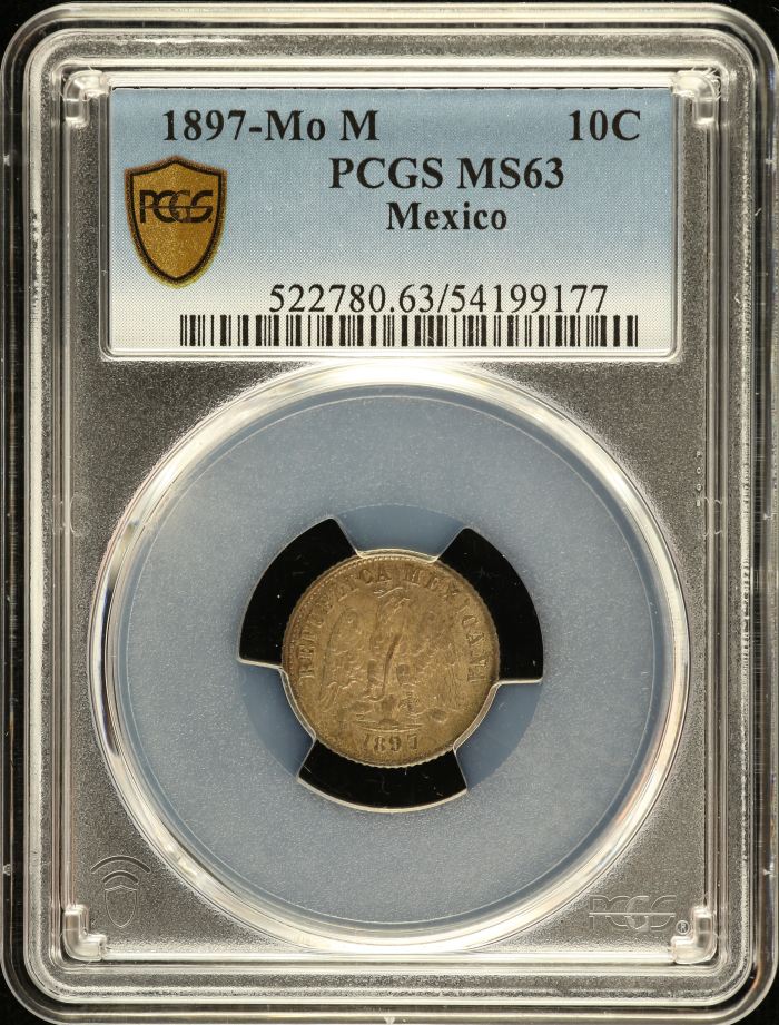 Republic Silver & Minors 10 Centavo 1897 Mo M PCGS MS63 0149346Republic Silver & Minors 10 Centavo 1897 Mo M PCGS MS63 0149346
