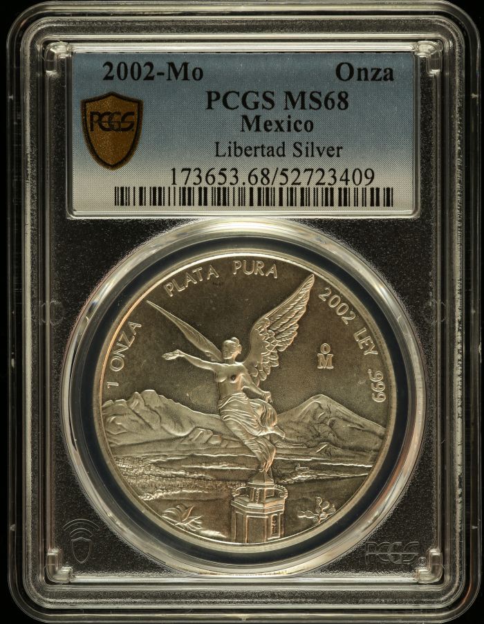 Modern Silver & Minors Onza 2002 Mo PCGS MS68 0149613Modern Silver & Minors Onza 2002 Mo PCGS MS68 0149613