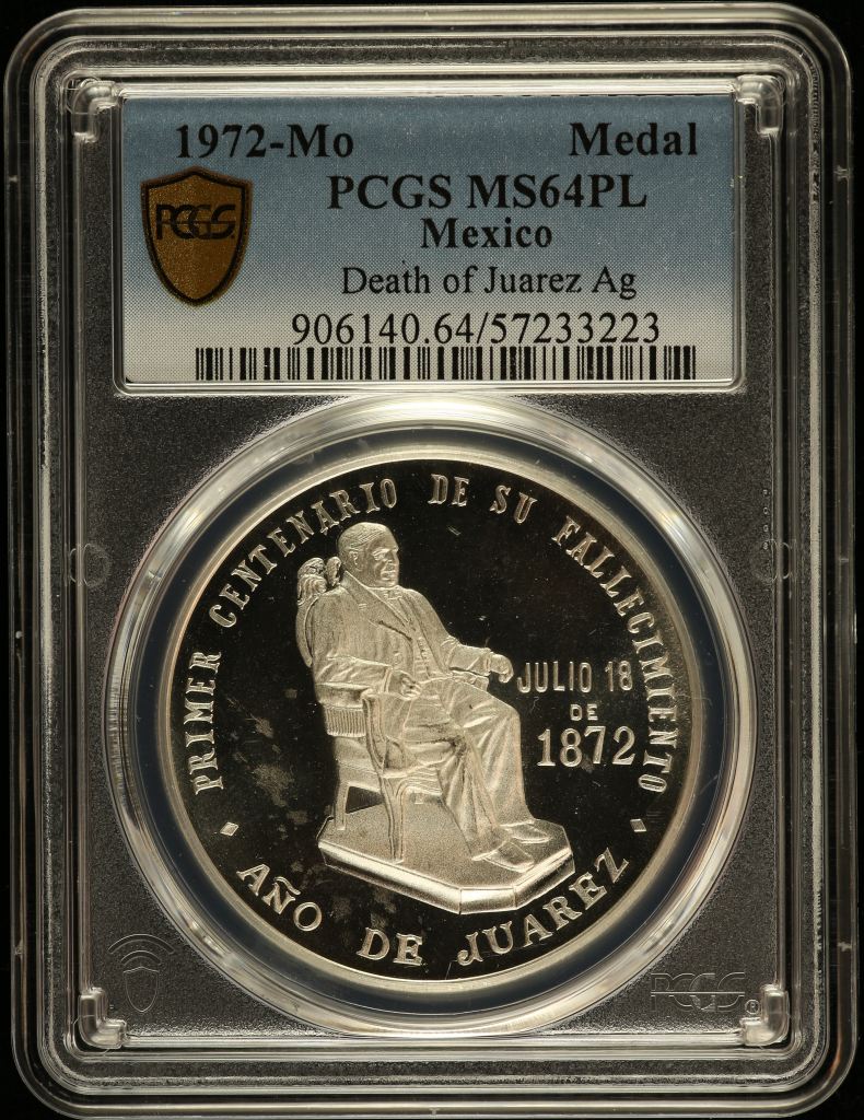 Medals & Tokens Death of Juarez Silver Medal 1972 Mo PCGS MS64PL 0149373